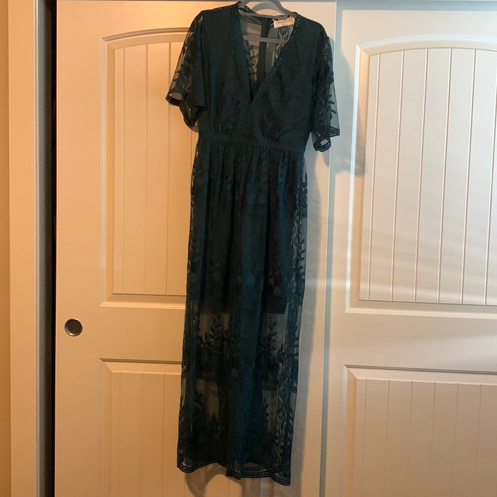 Sheer lace dark green Bella Ella dress
